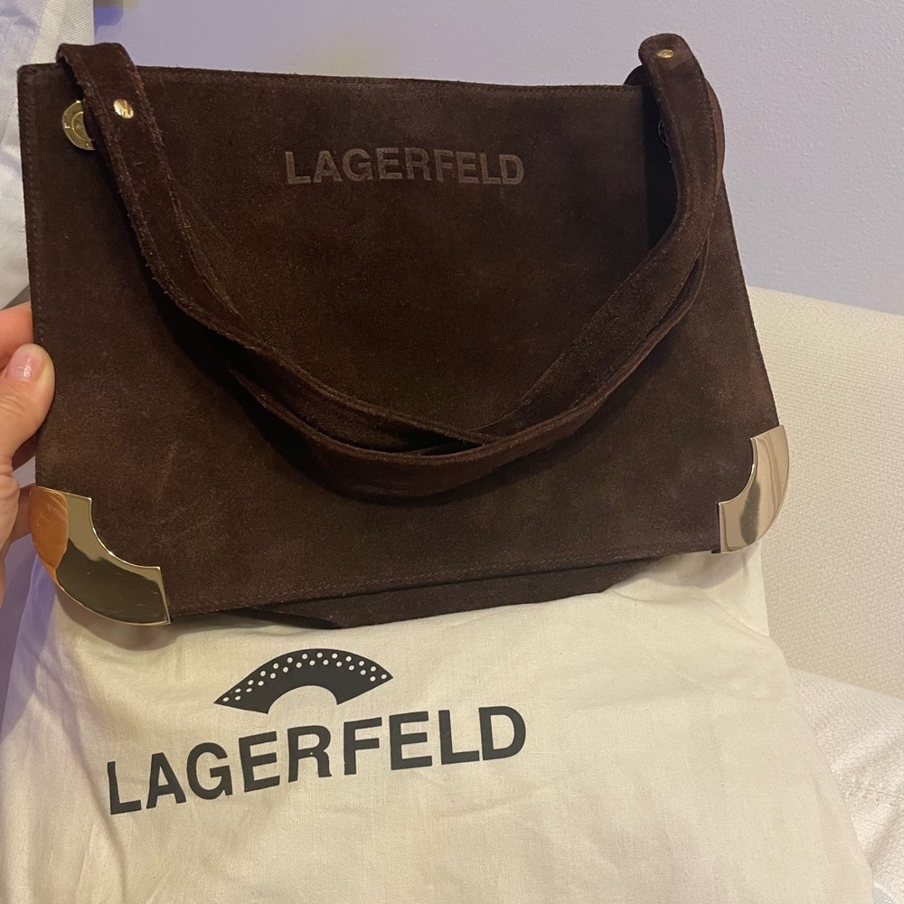 Vintage Lagerfeld brown suede leather bag